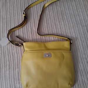 Liz Claiborne Leather Crossbody Purse - Yellow